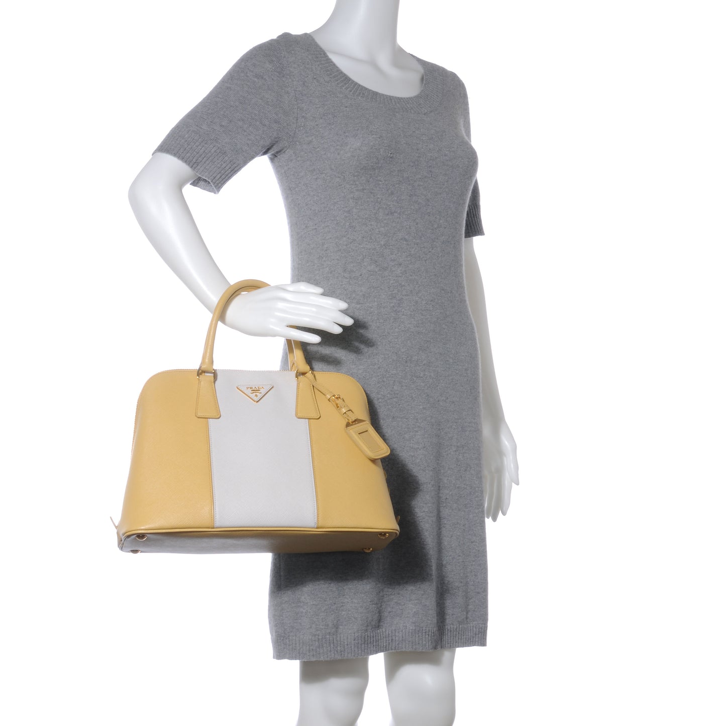 Saffiano Lux Bi-Color Promenade Tote Ginestra White