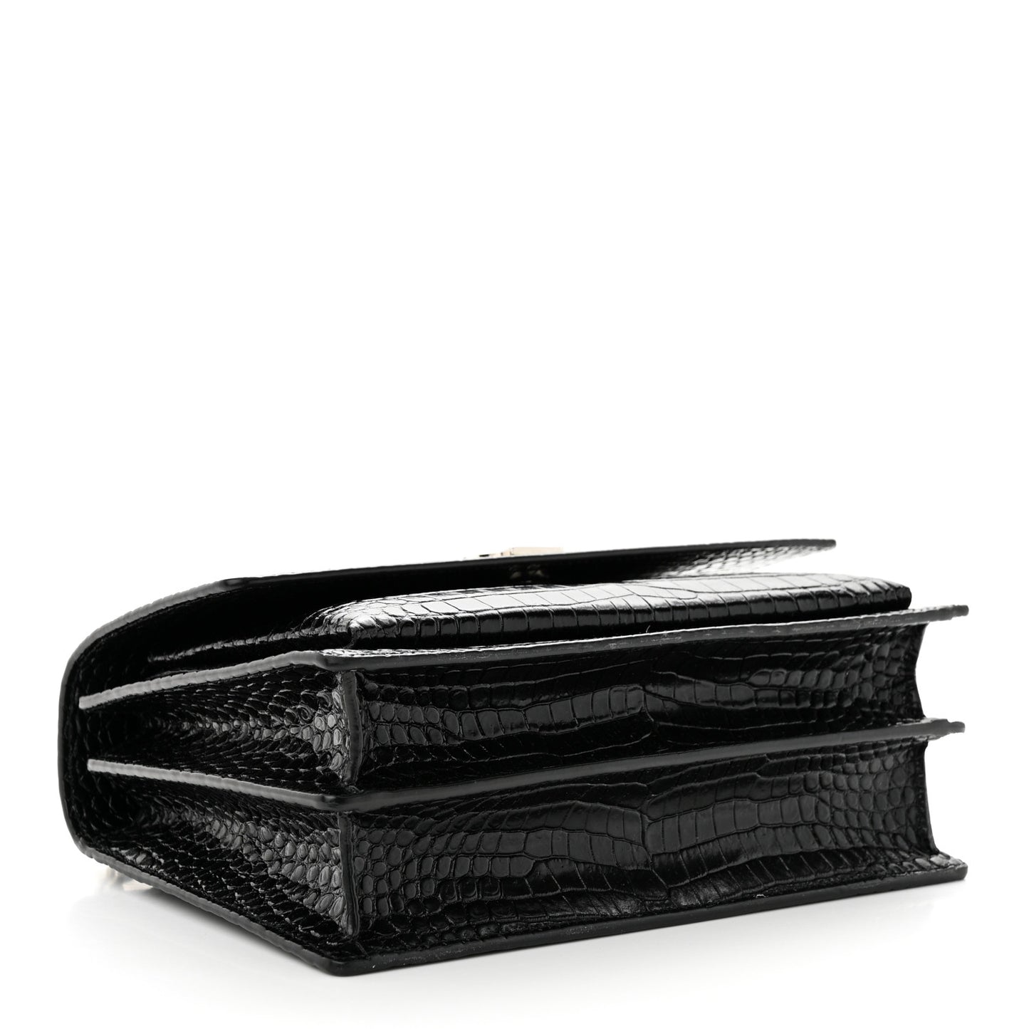 Calfskin Crocodile Embossed Medium Monogram Sunset Black