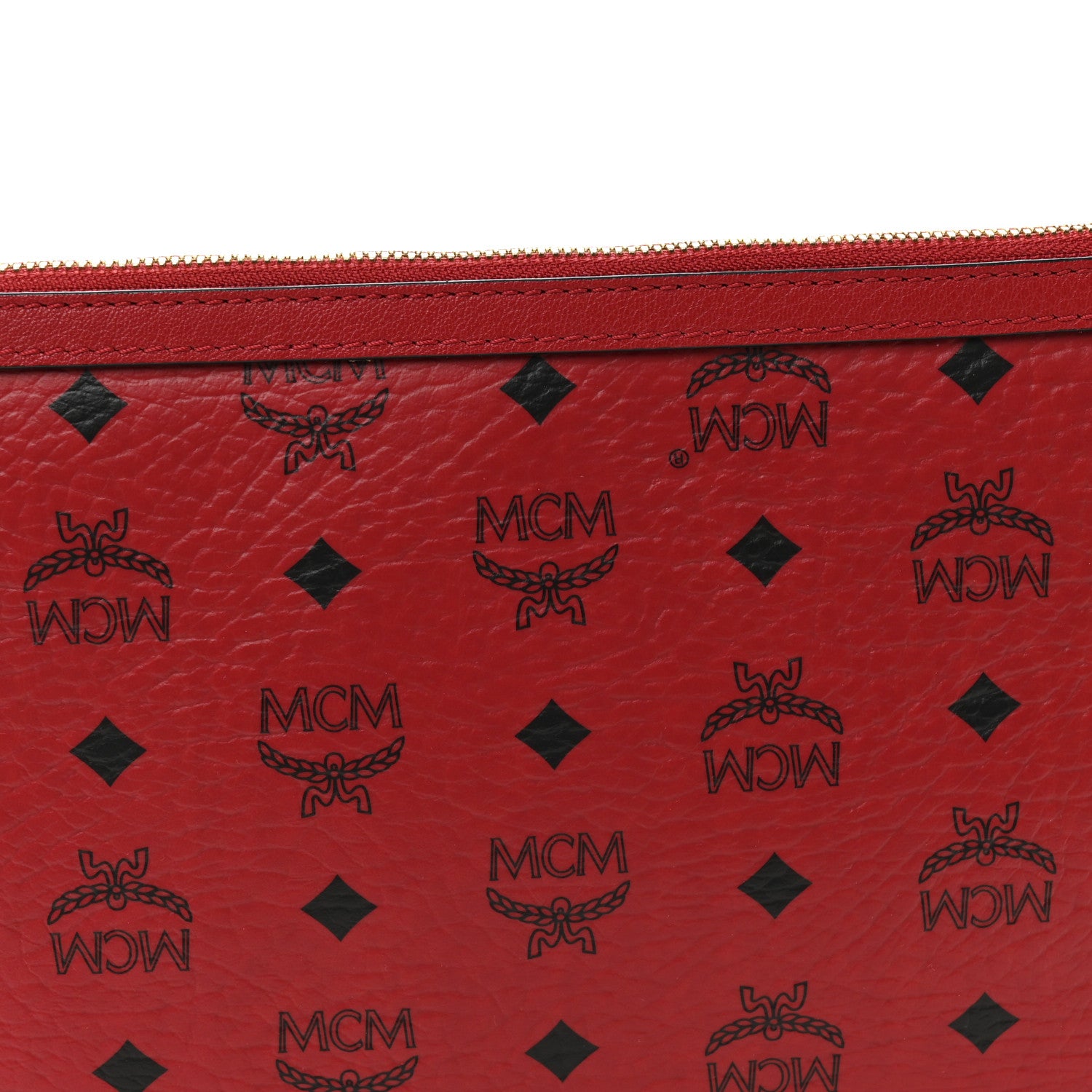 MCM Visetos Liz Shopper Tote Pouch Ruby Red 7 of 10