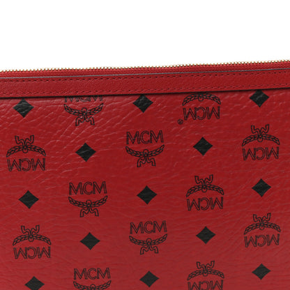 MCM Visetos Liz Shopper Tote Pouch Ruby Red 7 of 10