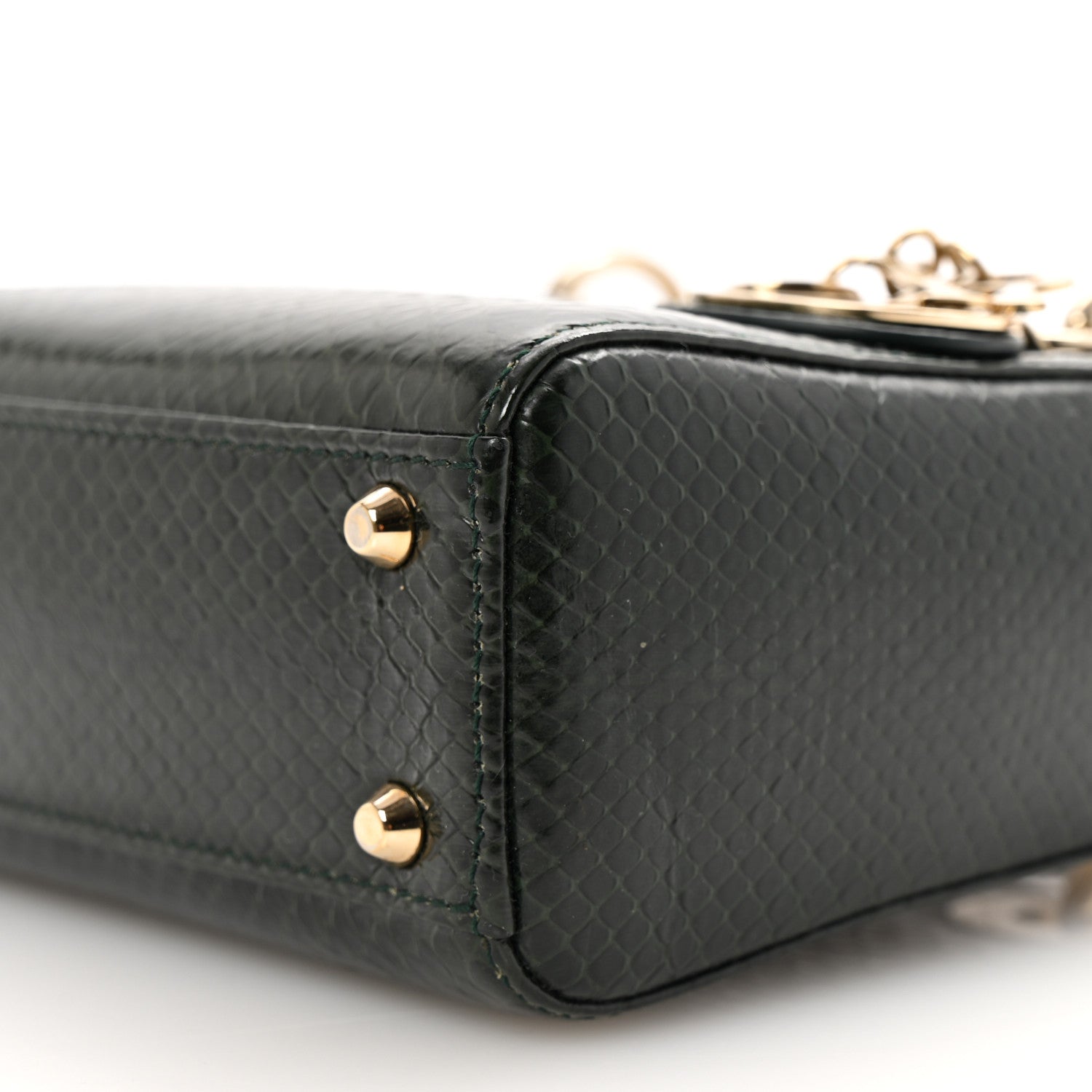 Christian Dior Shiny Snakeskin Mini Lady Dior Emerald Green 14 of 17