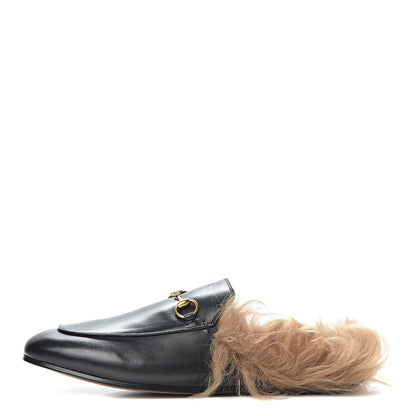 Gucci Calfskin Fur Womens Princetown Slippers 41 Black 1 of 8
