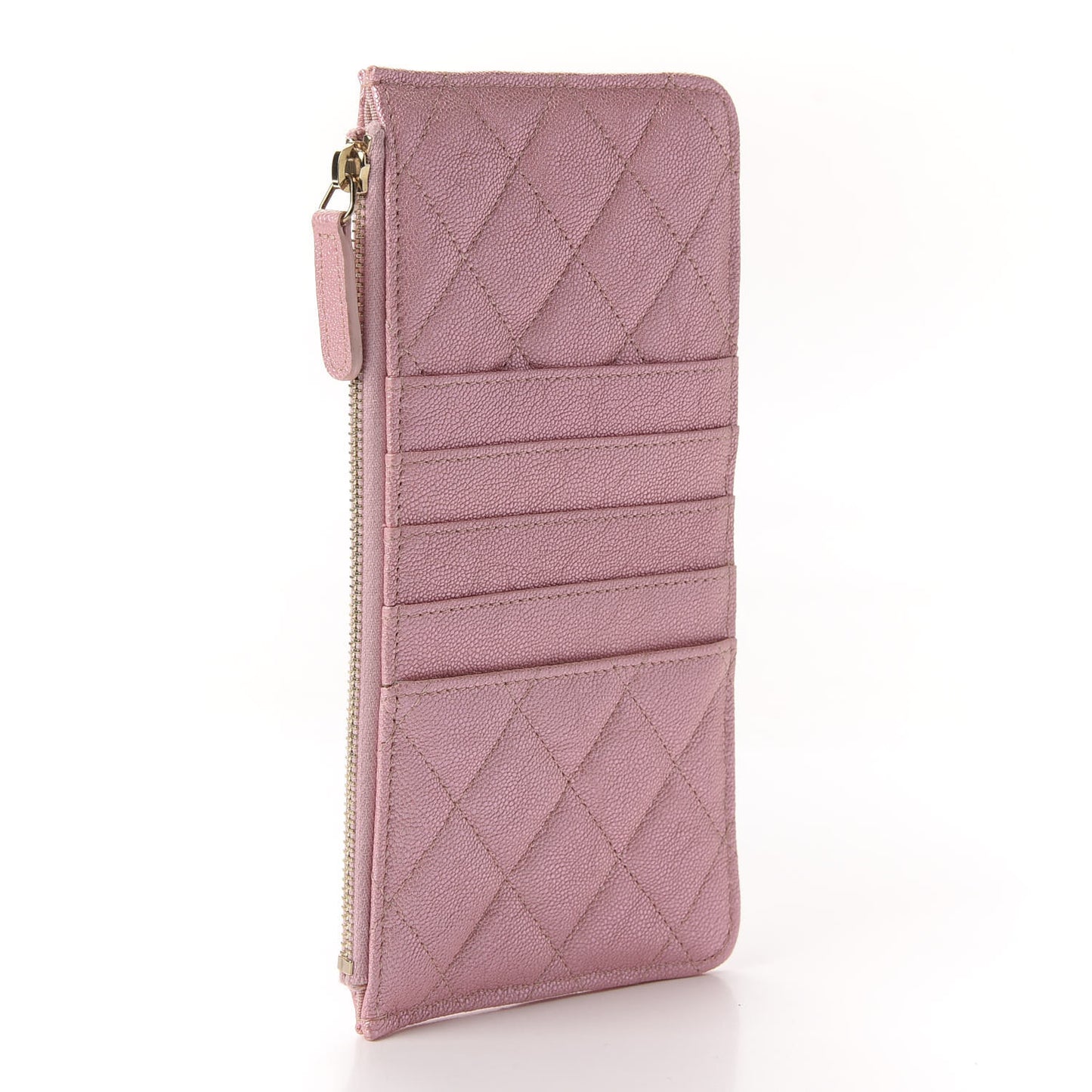 Iridescent Caviar Quilted Classic iPhone Pouch Rose Pink