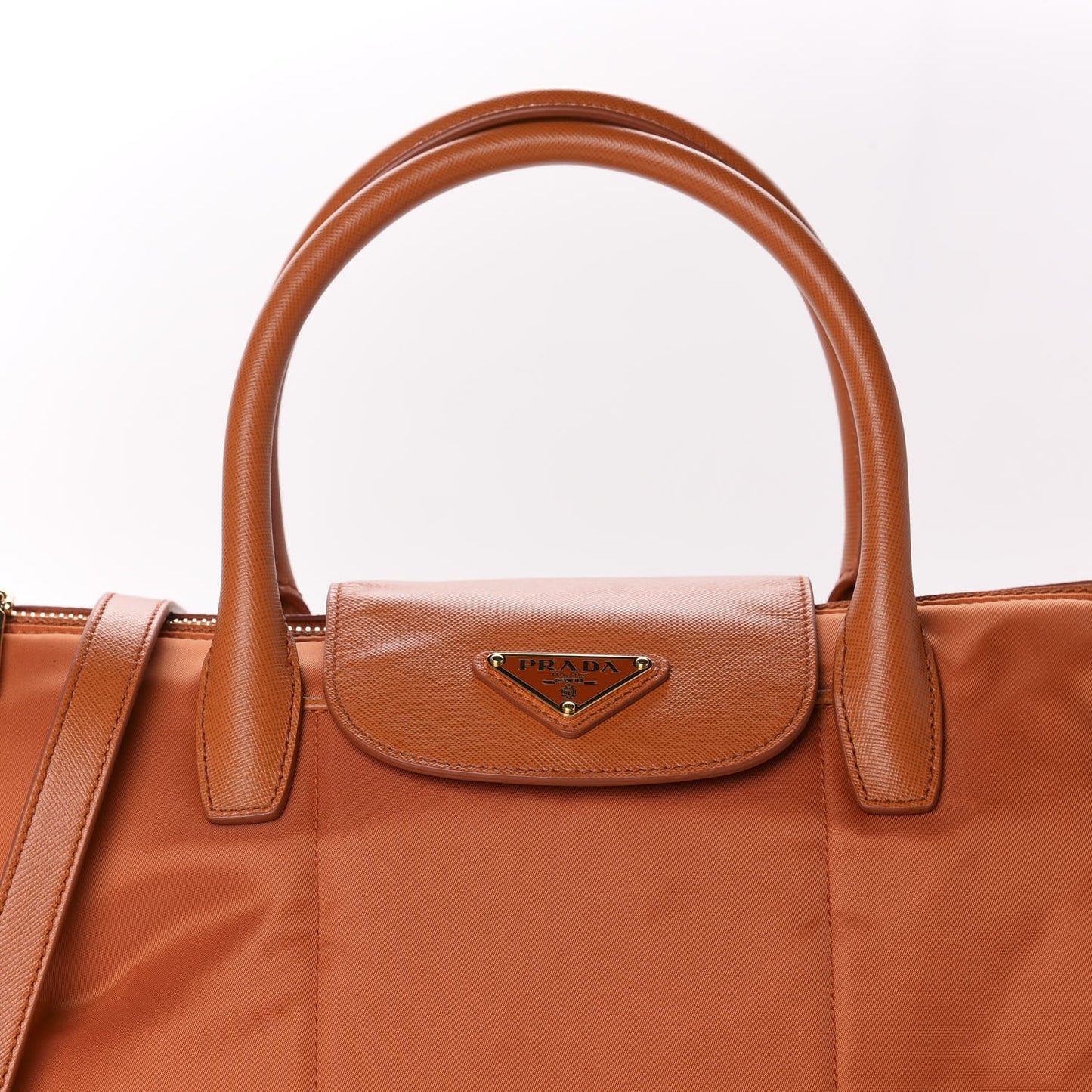 Tessuto Nylon Saffiano Tote Papaya