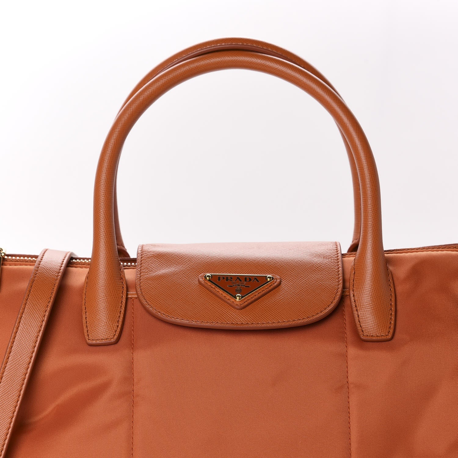 Prada Tessuto Nylon Saffiano Tote Papaya 12 of 12