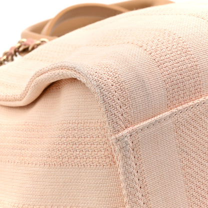 Chanel Mixed Fibers Calfskin Striped Medium Deauville Tote Light Pink 12 of 13