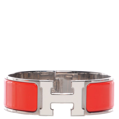 Hermes Enamel Wide Clic Clac H Bracelet PM Orange White 1 of 5