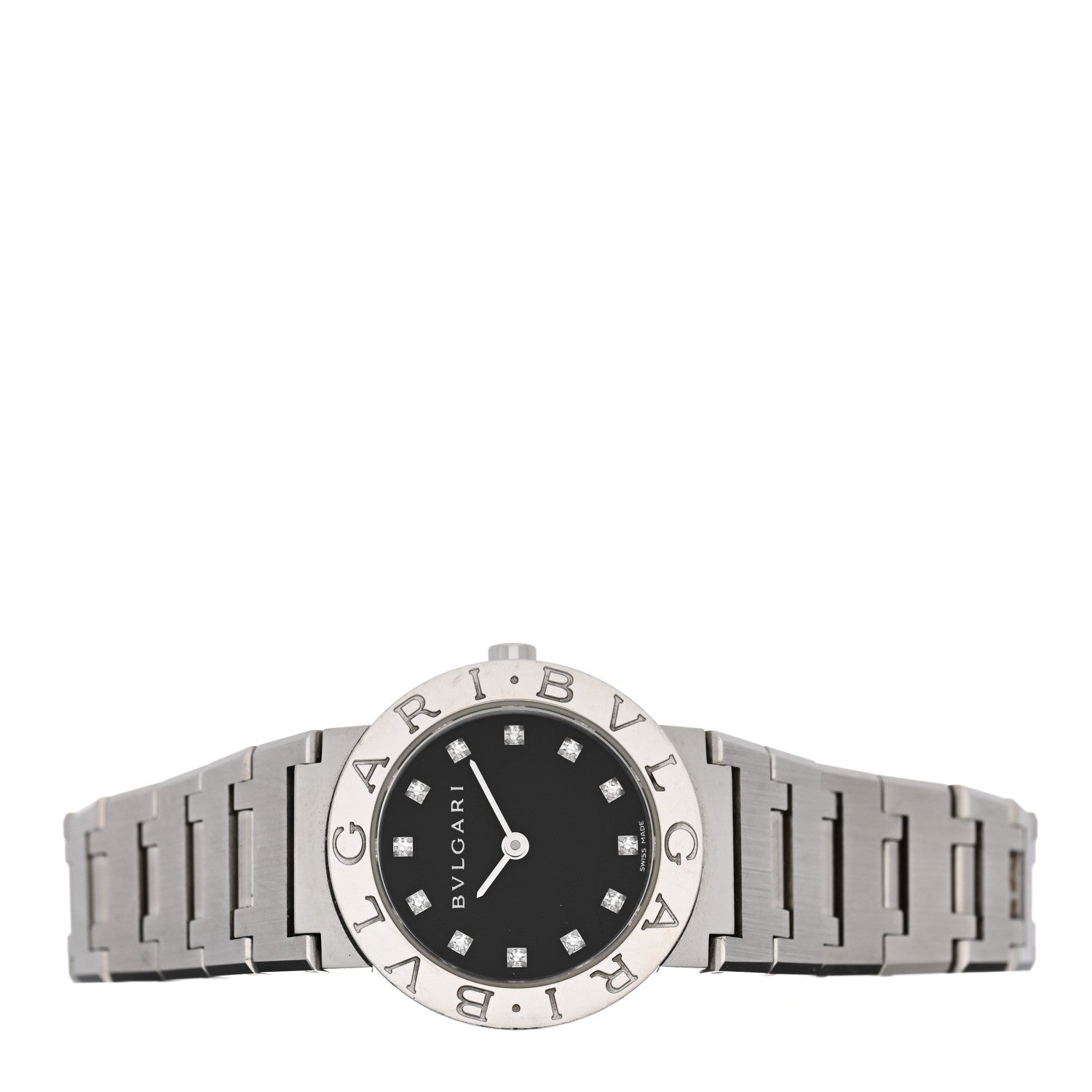 Bulgari Stainless Steel Diamond 26mm Quartz Watch Black 2 of 4