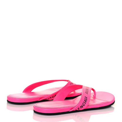 Balenciaga Calfskin Logo Thong Sandals 35 Neon Pink 4 of 13