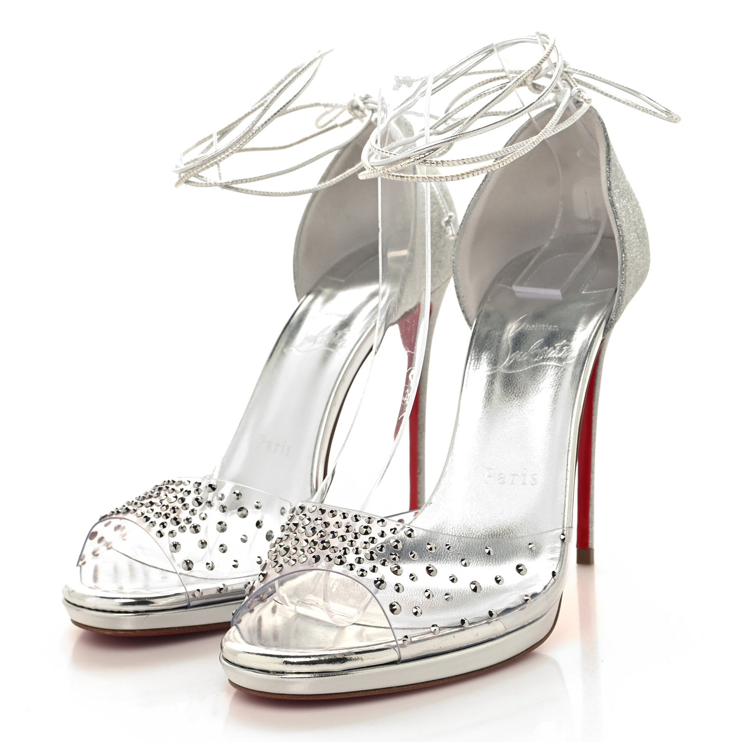 PVC Glitter Crystal Degratina Frou 120 Pumps 38.5 Silver