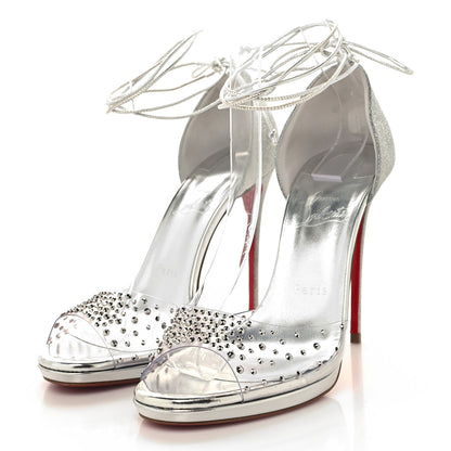 Christian Louboutin PVC Glitter Crystal Degratina Frou 120 Pumps 38.5 Silver 4 of 8