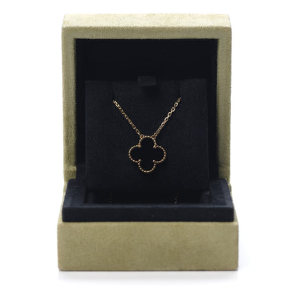 Van Cleef & Arpels 18K Yellow Gold Black Onyx Vintage Alhambra Pendant Necklace 8 of 8