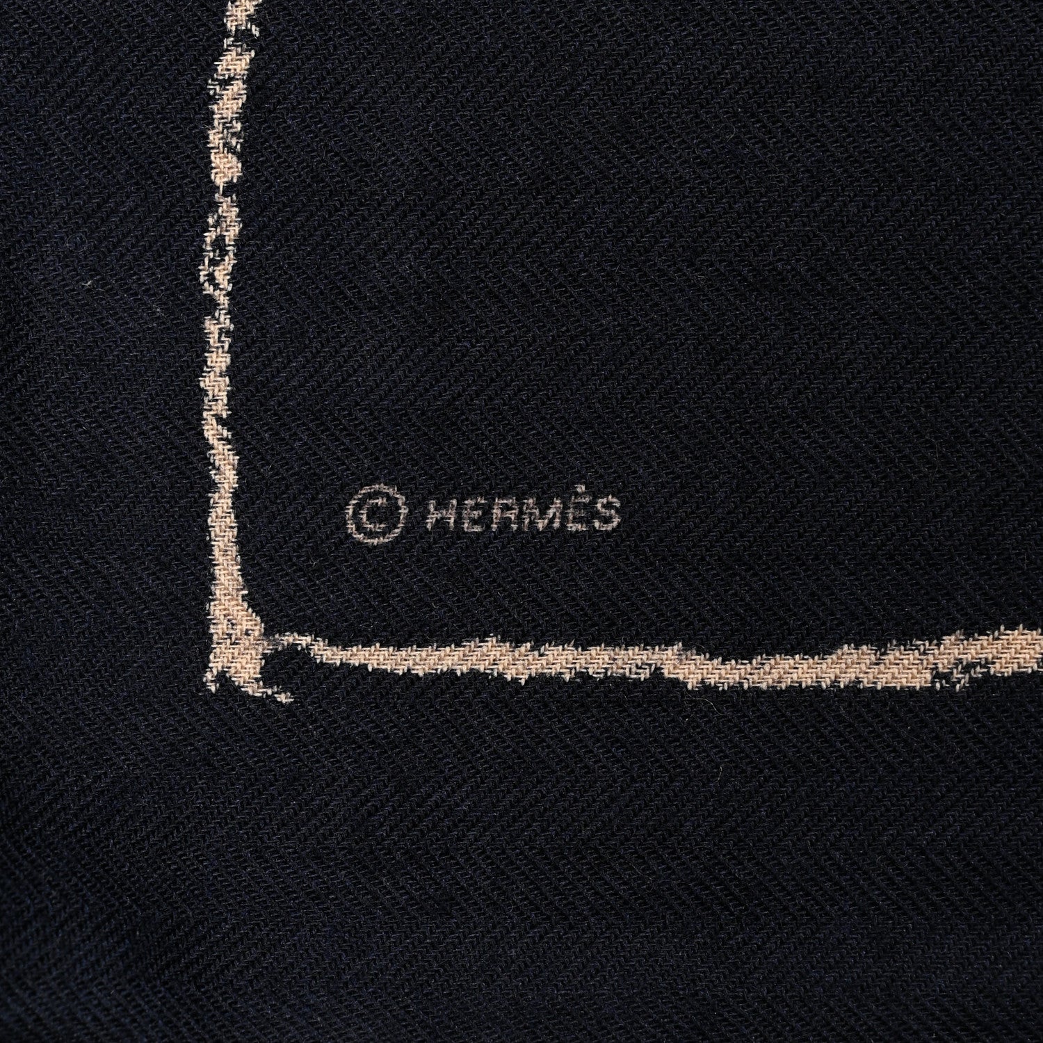 Hermes Cashmere Silk Pirouette au Galop Shawl 140 Marine Naturel Beige 4 of 6