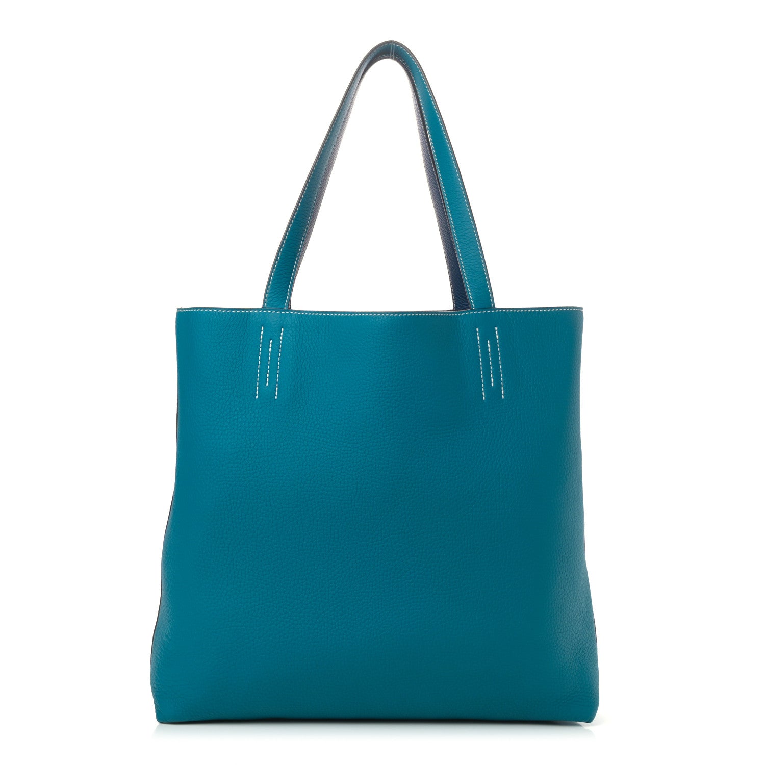 Hermes Taurillon Clemence Double Sens 45 Reversible Tote Bleu Izmir Bleu Saphir 3 of 9