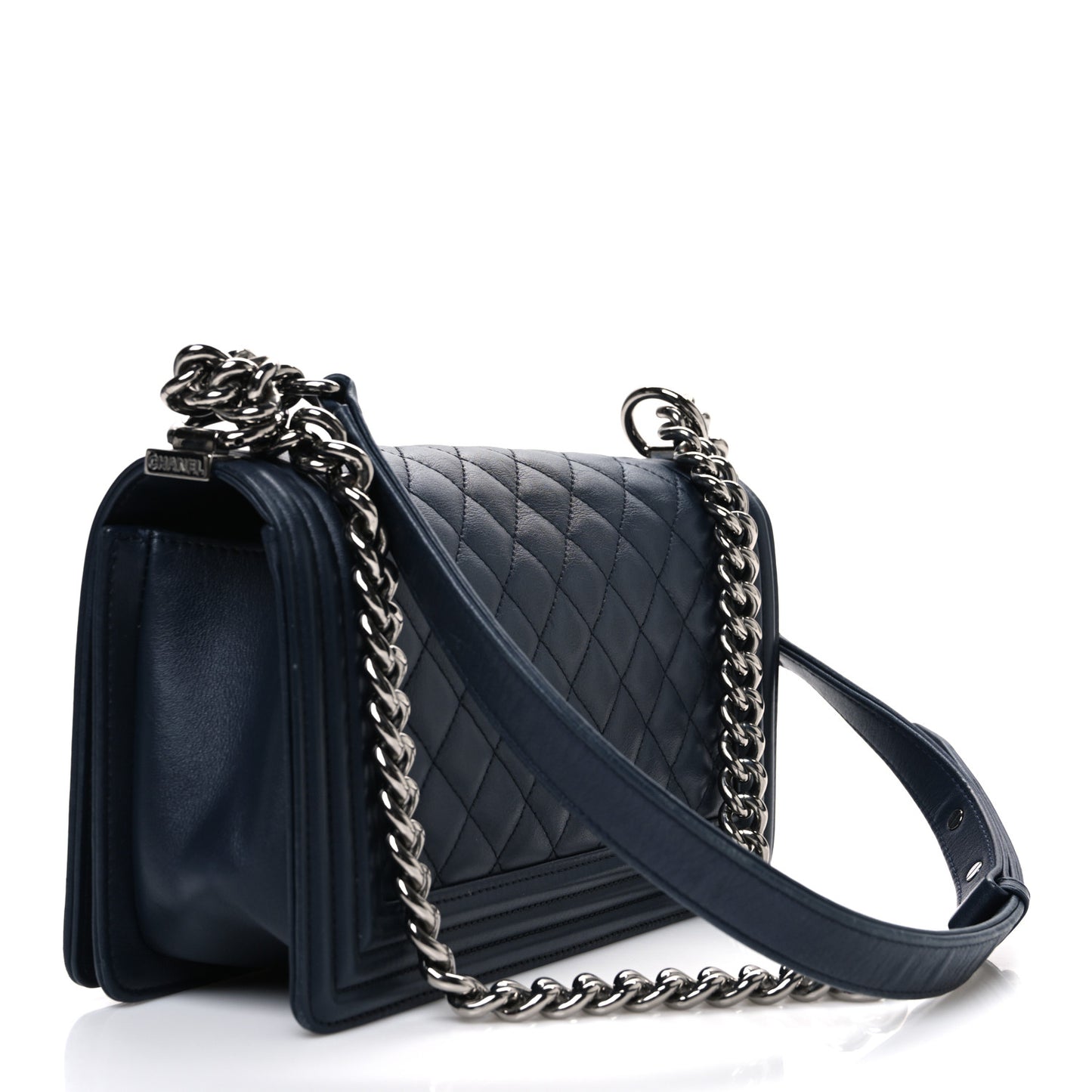 Calfskin Quilted Medium Boy Flap Dark Navy