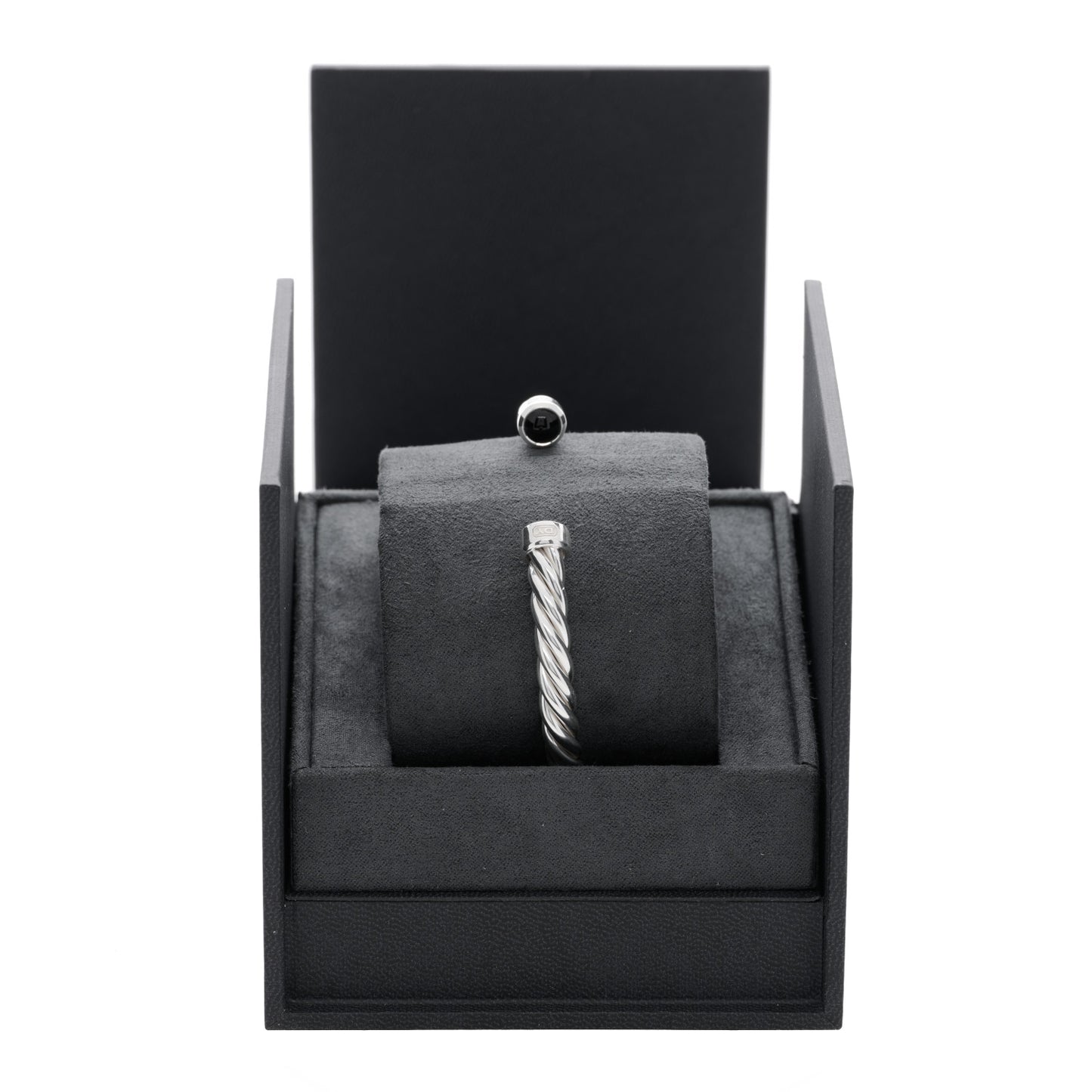 Sterling Silver Onyx 6mm Cable Classic Cuff Bracelet