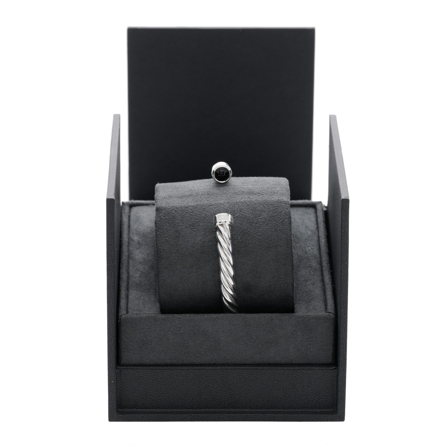 David Yurman Sterling Silver Onyx 6mm Cable Classic Cuff Bracelet 4 of 4