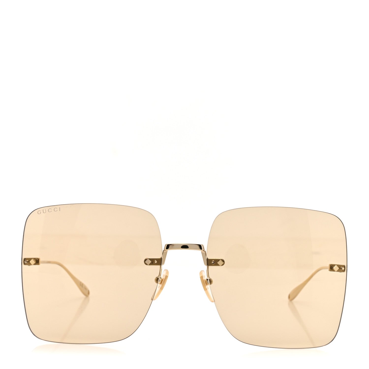 Gucci Acetate Detachable Charm Square Frame Sunglasses GG1147S Gold 2 of 8