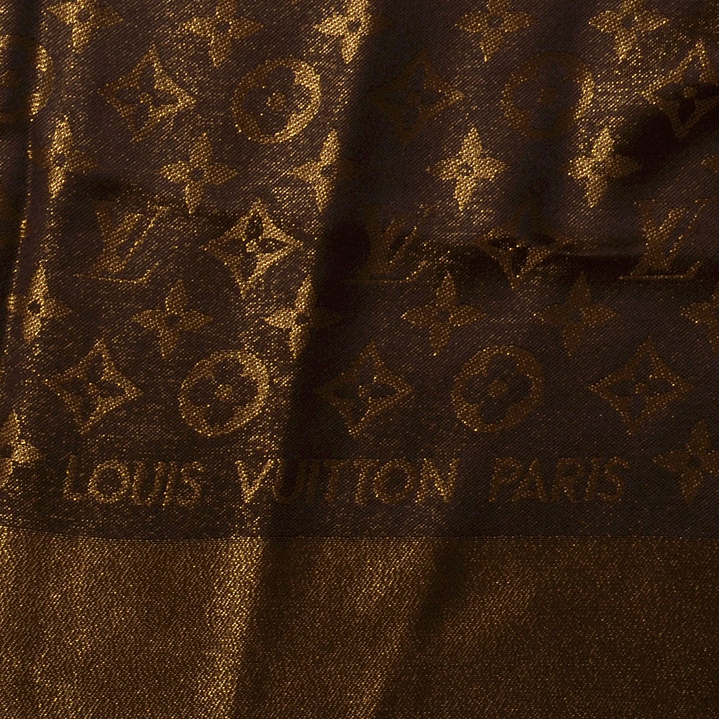 Silk Lurex Wool Monogram Shine Shawl Brown