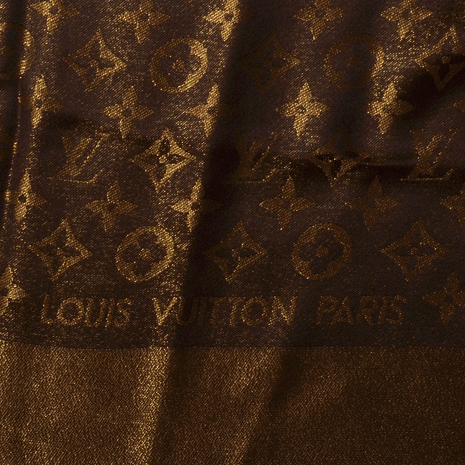 Louis Vuitton Silk Lurex Wool Monogram Shine Shawl Brown 4 of 5