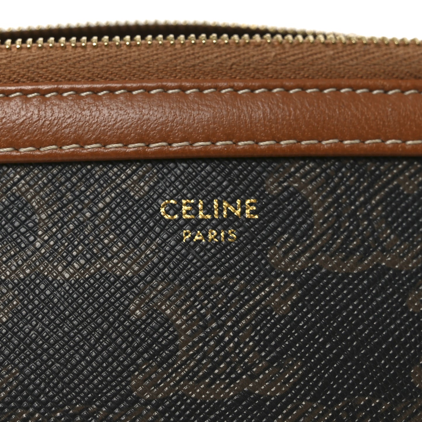 Triomphe Canvas Lambskin Clutch On Chain Tan