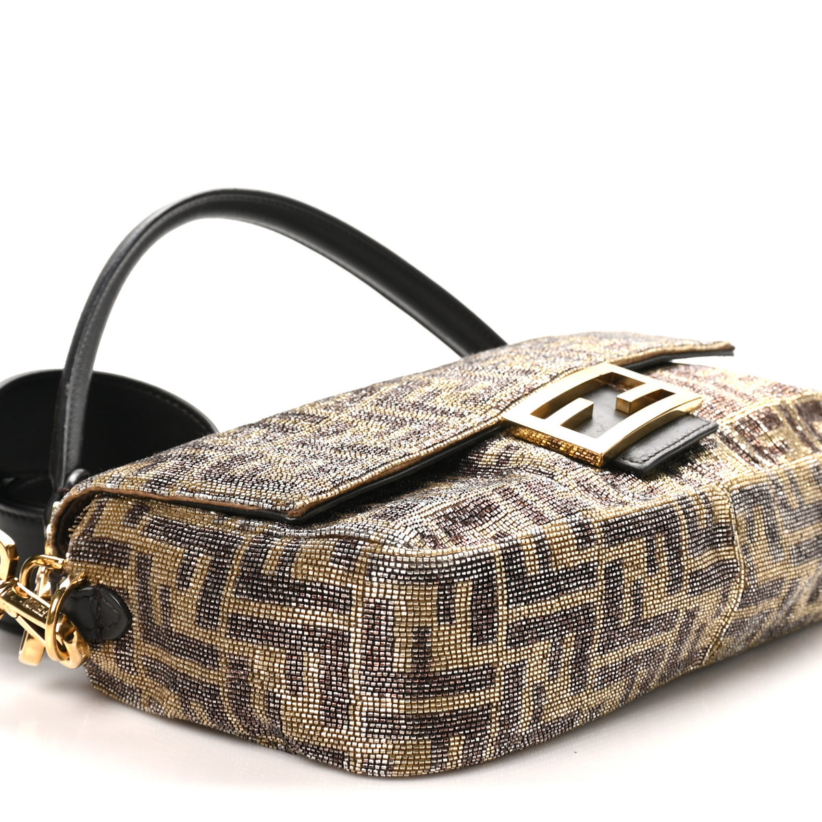 Fendi Vitello King Beaded Zucca Baguette Mogano Panna Ebano 7 of 9