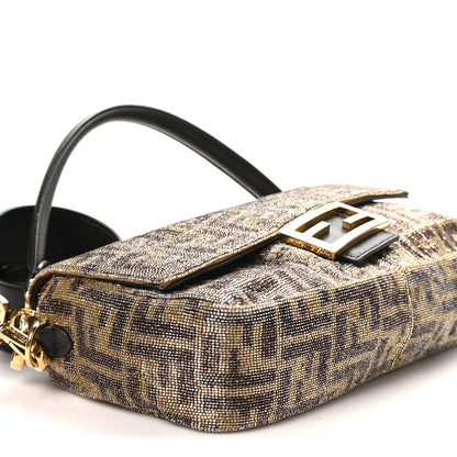 Fendi Vitello King Beaded Zucca Baguette Mogano Panna Ebano 7 of 9