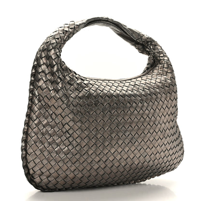 Bottega Veneta Metallic Nappa Intrecciato Medium Veneta Hobo Pewter 3 of 8