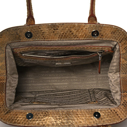 Prada Metallic Python Frame Satchel Oro 5 of 9