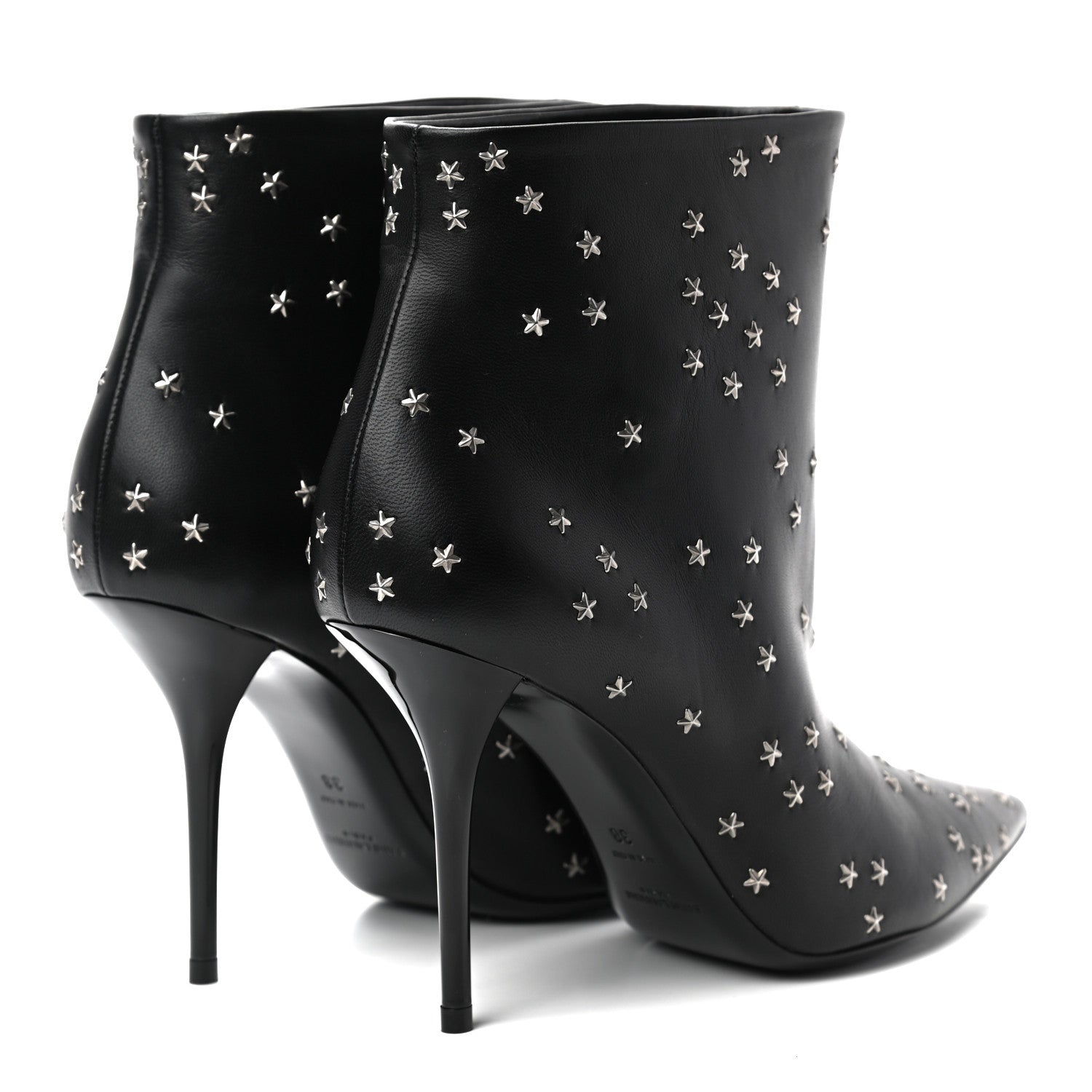 Saint Laurent Calfskin Star Studded Ankle Booties 38 Black 4 of 8