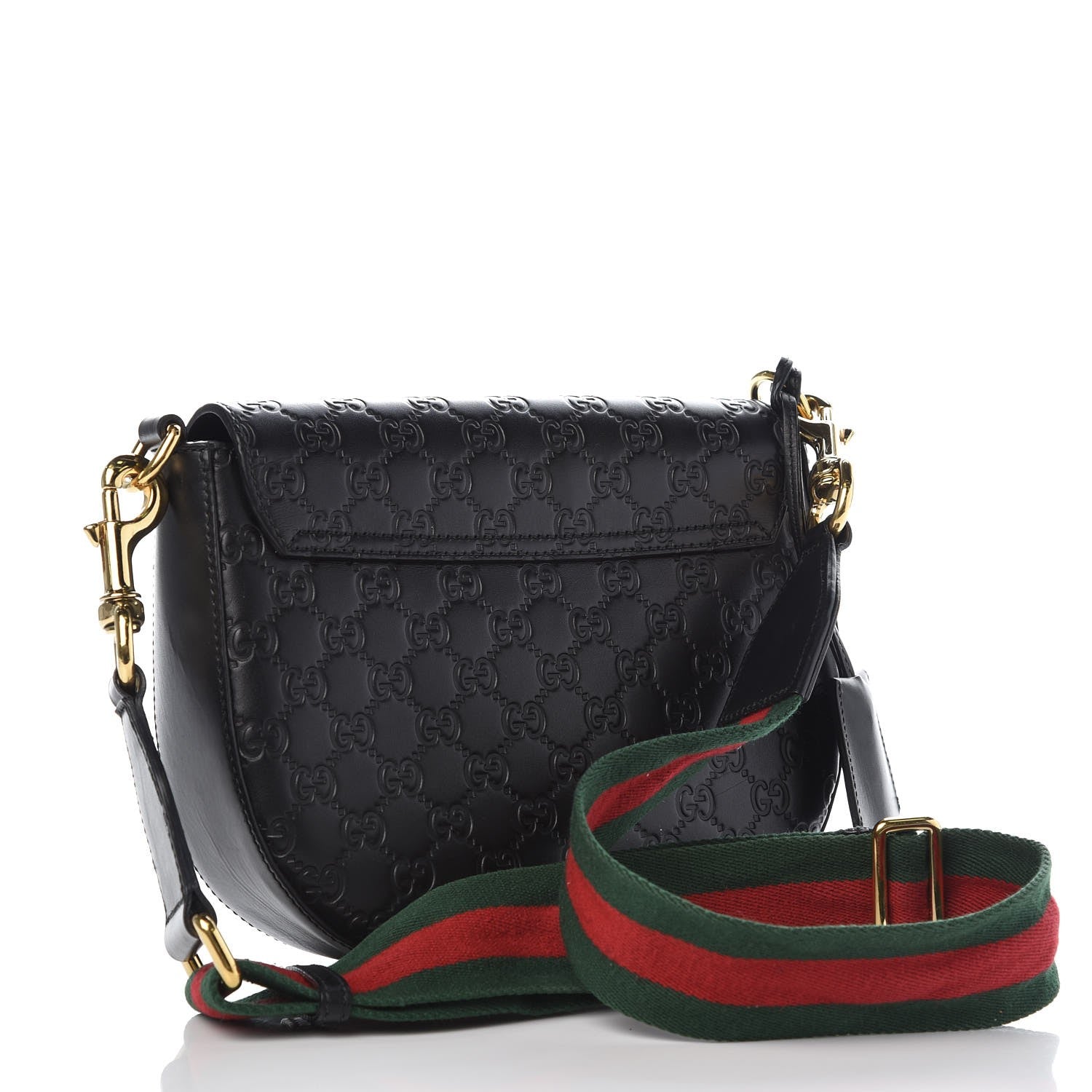 Gucci Guccissima Web Medium Padlock Messenger Shoulder Bag Black 3 of 12