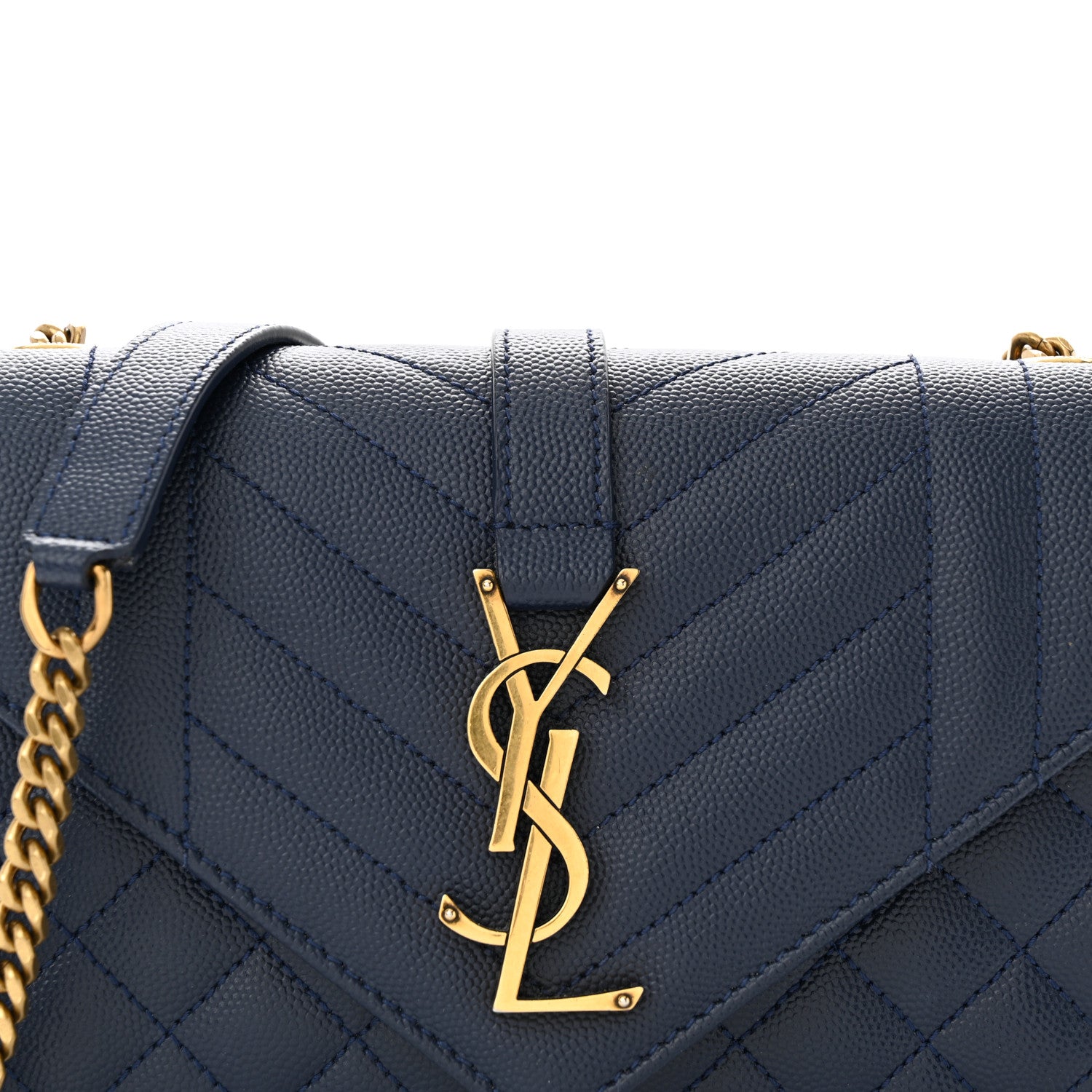 Saint Laurent Grain De Poudre Textured Mixed Matelasse Triquilt Small Monogram Satchel Blue 7 of 10