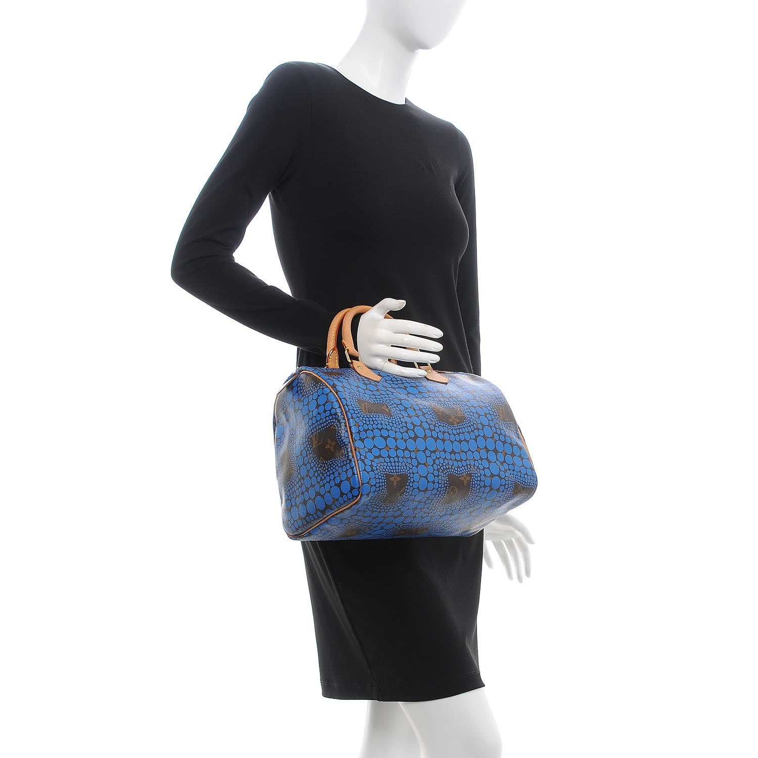 Louis Vuitton Monogram Kusama Town Speedy 30 Blue 2 of 13