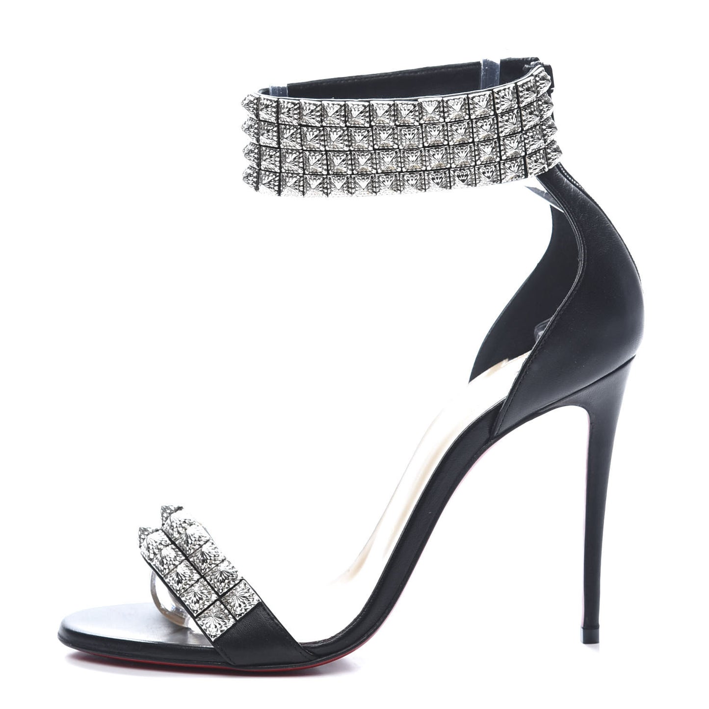 Nappa Priyadora 100 Studded Sandals 36.5 Black Silver