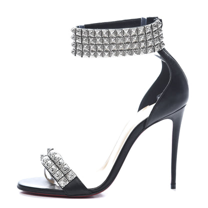 Christian Louboutin Nappa Priyadora 100 Studded Sandals 36.5 Black Silver 1 of 11