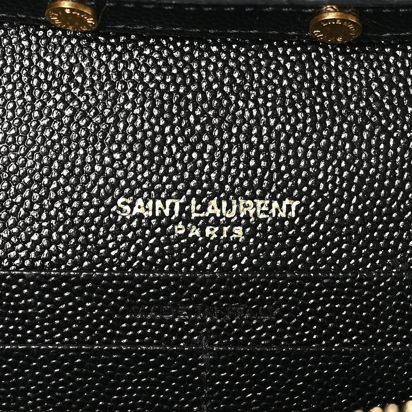 Grain De Poudre Matelasse Chevron Monogram Envelope Chain Wallet Black