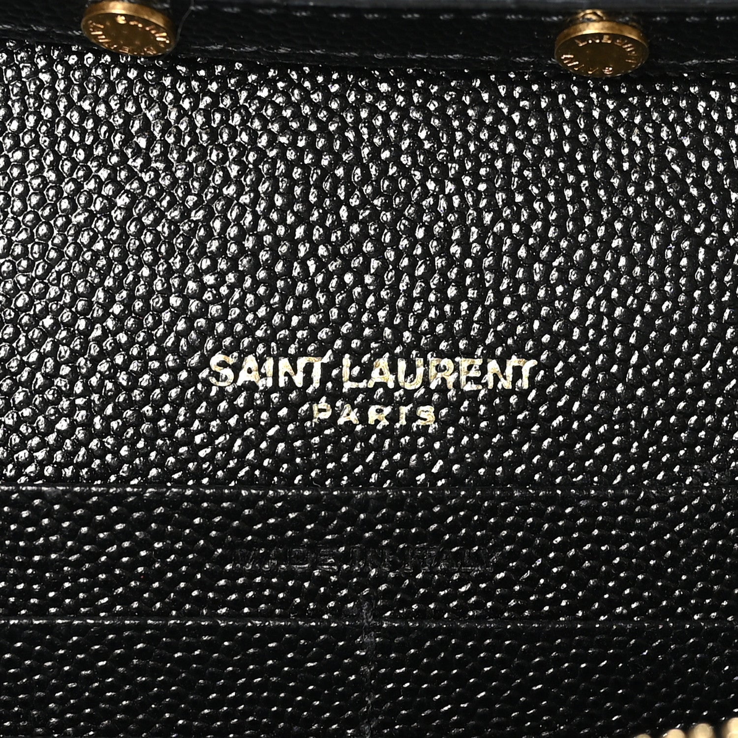 Saint Laurent Grain De Poudre Matelasse Chevron Monogram Envelope Chain Wallet Black 6 of 9