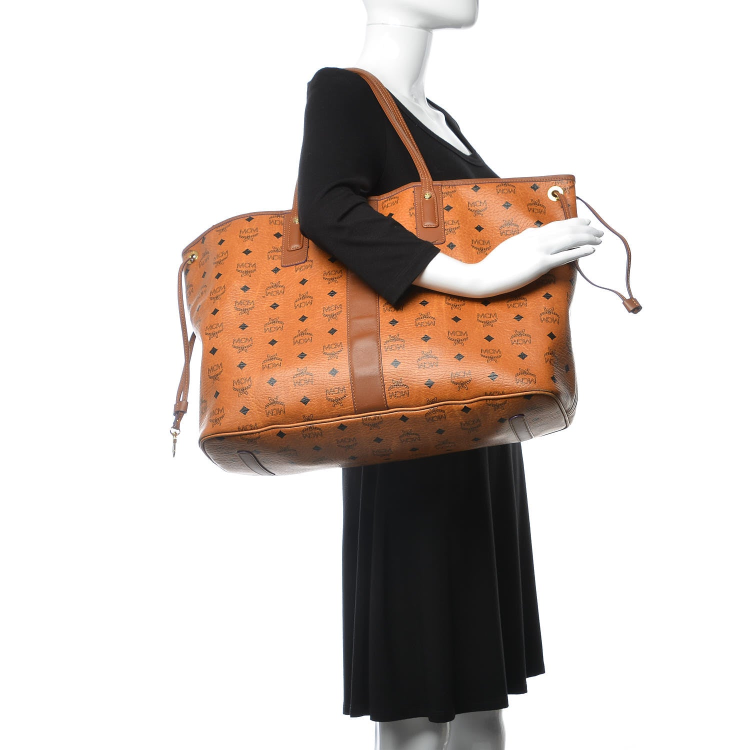 MCM Visetos Large Liz Reversible Shopper Tote Cognac 2 of 17