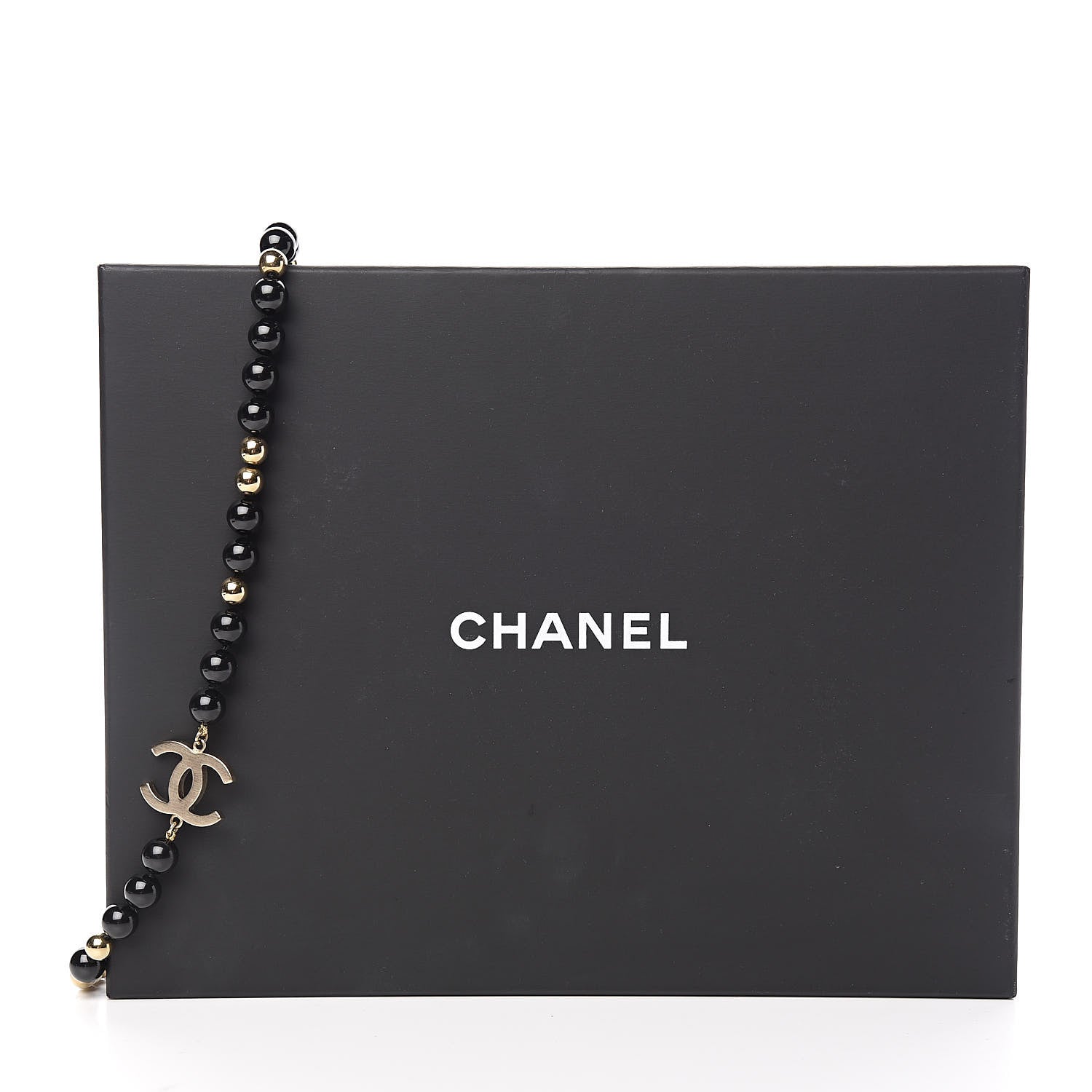 Chanel Beaded CC Long Necklace Black Gold 5 of 5