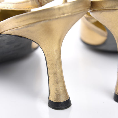 Chanel Metallic Lambskin Satin Slingback Pumps 38 Gold 16 of 17