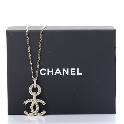 Chanel Crystal CC Logo Pendant Necklace Gold 5 of 5