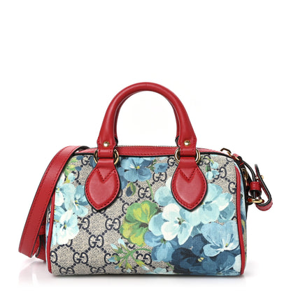 Gucci GG Supreme Monogram Blooms Mini Boston Navy Blue Hibiscus 1 of 10