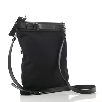 Saint Laurent Canvas Calfskin Belted Flat Messenger Bag Black 3 of 11