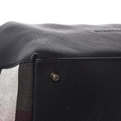 Burberry Grainy Calfskin House Check Medium Maidstone Black 8 of 9