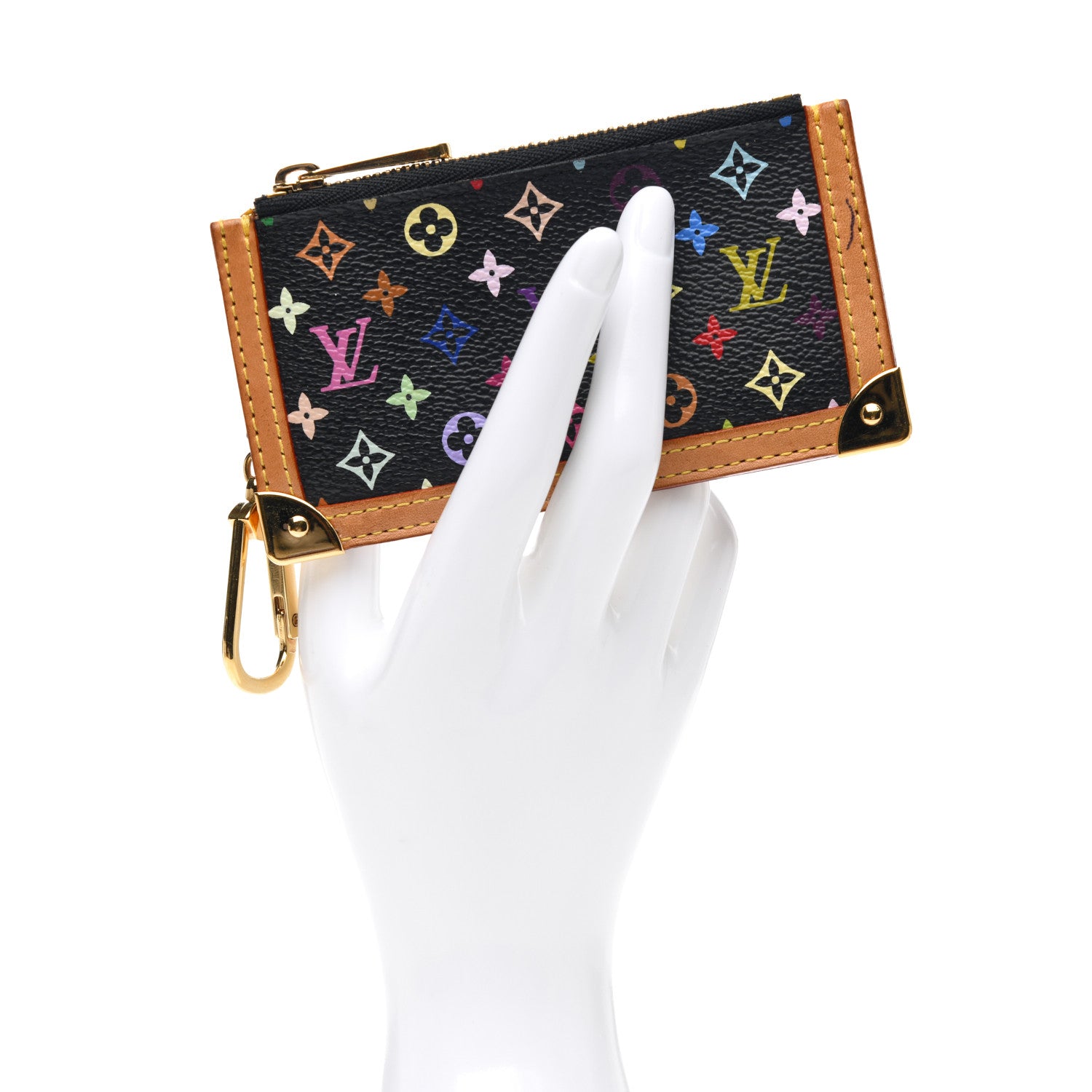 Louis Vuitton Monogram Multicolor Key Pouch Black 2 of 7