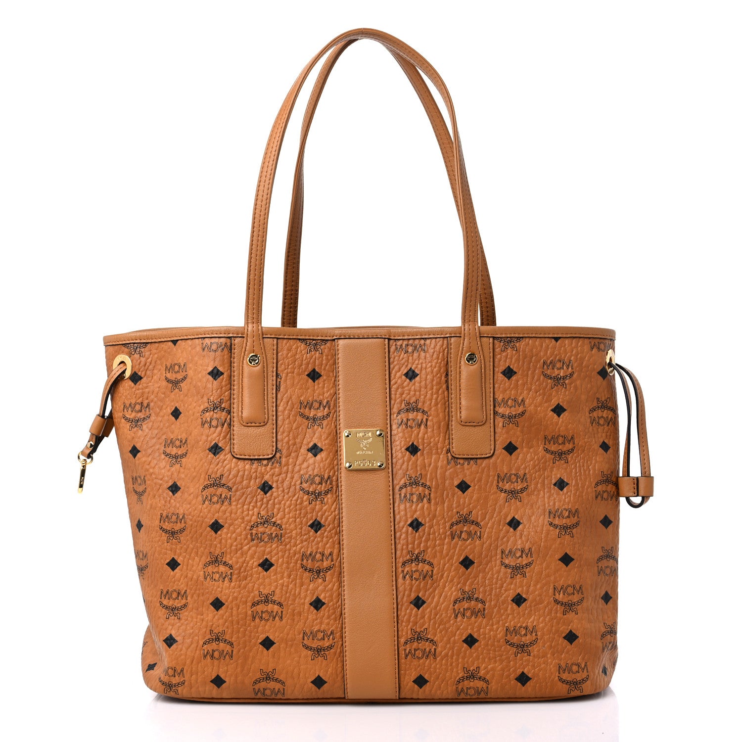 MCM Visetos Medium Liz Reversible Shopper Tote Cognac 3 of 13