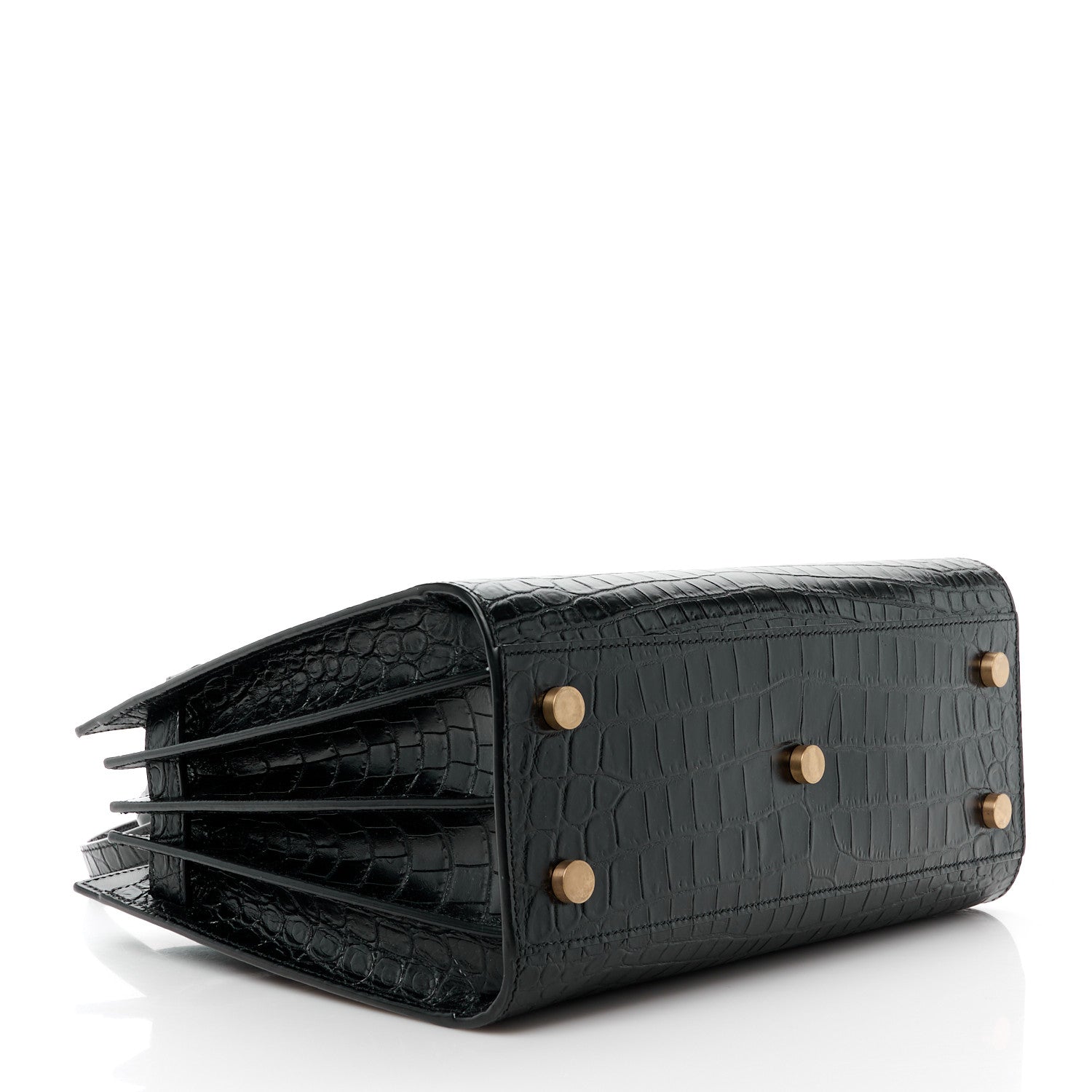 Saint Laurent Calfskin Crocodile Embossed Baby Sac De Jour Black 4 of 12