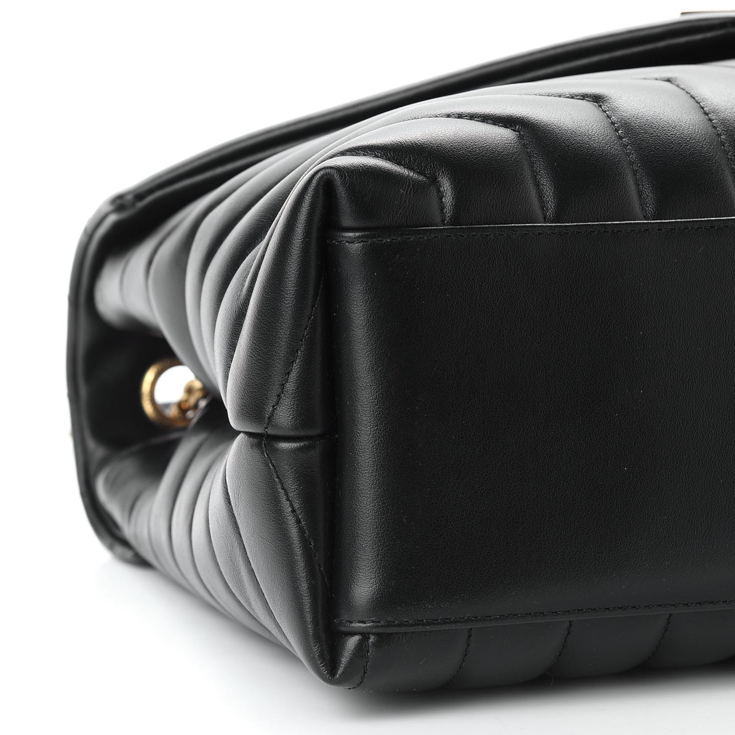 Calfskin Y Quilted Monogram Medium Loulou Chain Satchel Black