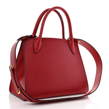 Prada Saffiano Cuir Calfskin Small Monochrome Top Handle Tote Fuoco 2 of 9