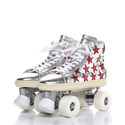 Saint Laurent Metallic Calfskin California Court Classic Roller Skates 40 Platinum 3 of 14